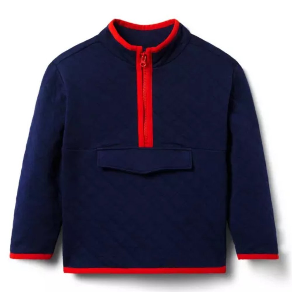 Janie and Jack The Quilted Half-Zip Sweatshirt Boys Size 5 NWT